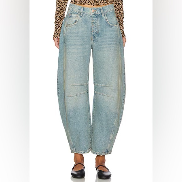 Free People We The Free Good Mid Rise Luck Barrel Jeans Kismet Light Blue 27 - Picture 4 of 11